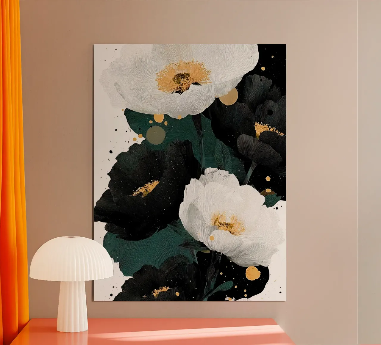 Flowers art D poster con telaio in legno da Mateo