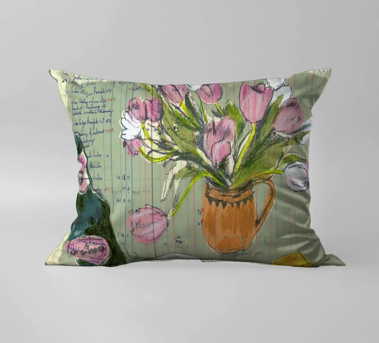 Tulips And Red Fizz decorative cushion by Stars Above Us