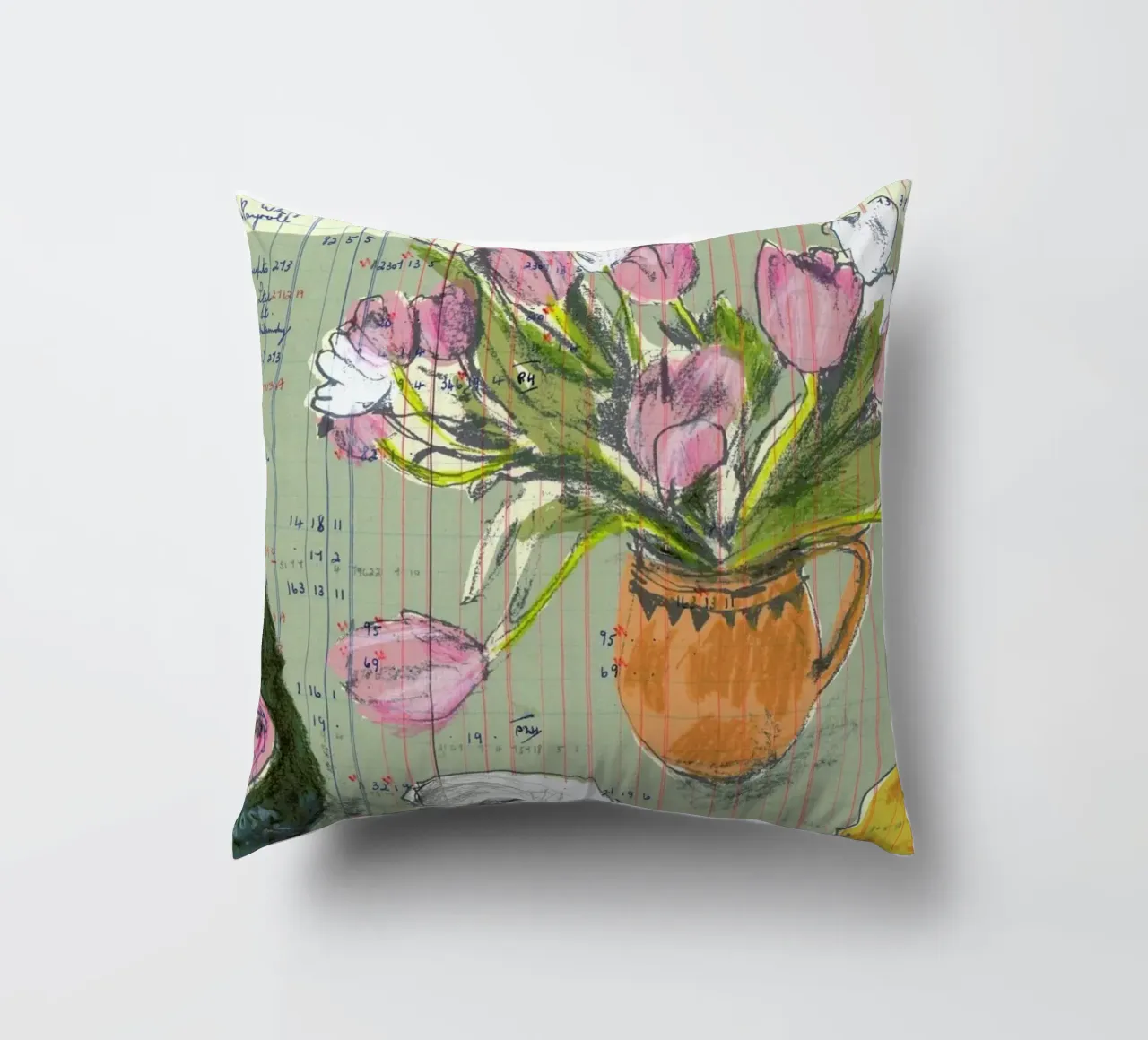 Tulips And Red Fizz decorative cushion by Stars Above Us