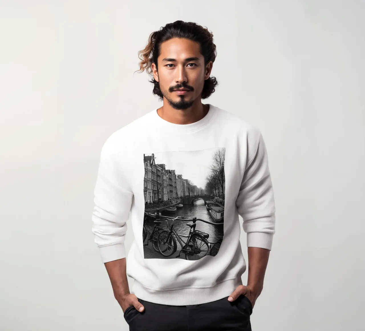Amsterdam, Paesi Bassi Panorama della città in bianco e nero Photogr felpa da the gondels