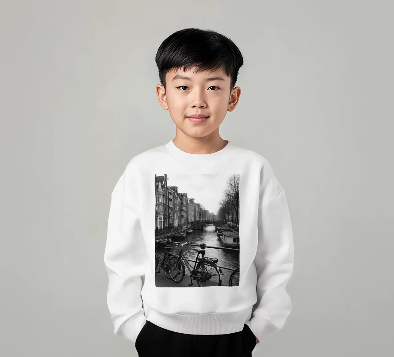 Amsterdam, Paesi Bassi Panorama della città in bianco e nero Photogr felpa bambino da the gondels