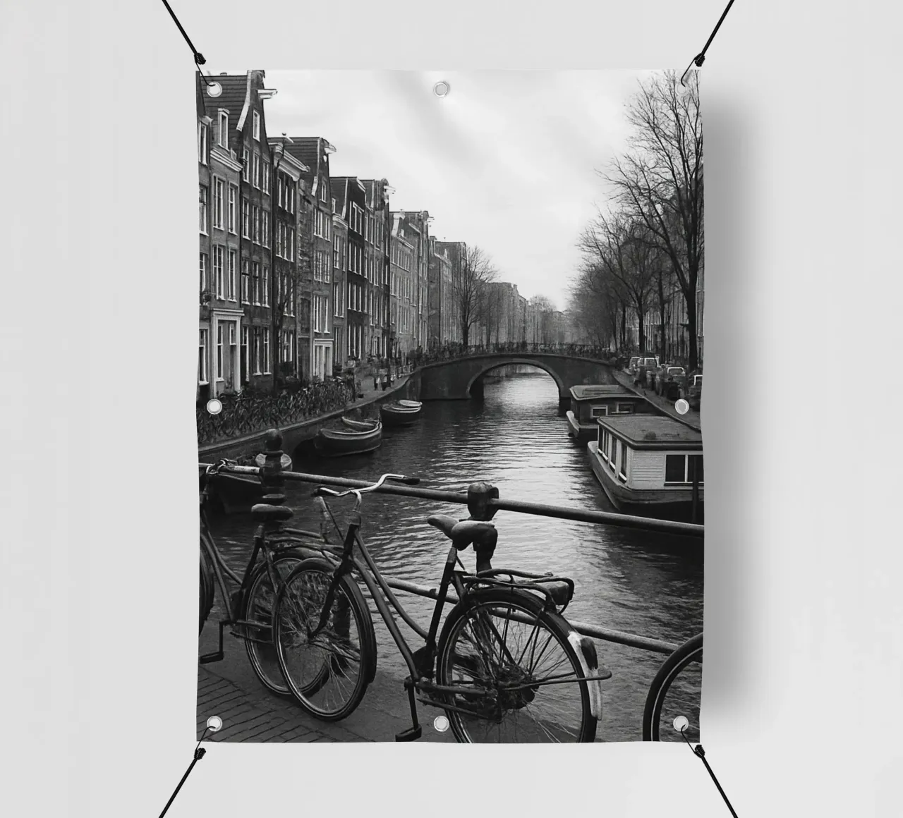 Amsterdam, Paesi Bassi Panorama della città in bianco e nero Photogr telo in pvc da the gondels