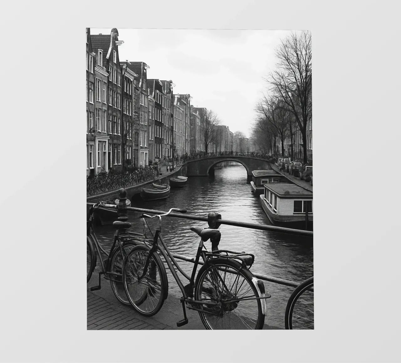 Amsterdam, Paesi Bassi Panorama della città in bianco e nero Photogr telo in pvc da the gondels