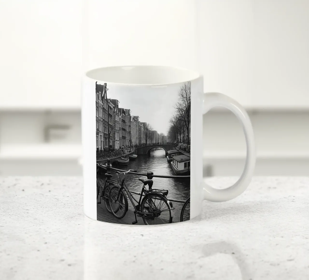 Amsterdam, Paesi Bassi Panorama della città in bianco e nero Photogr tazza in ceramica da the gondels