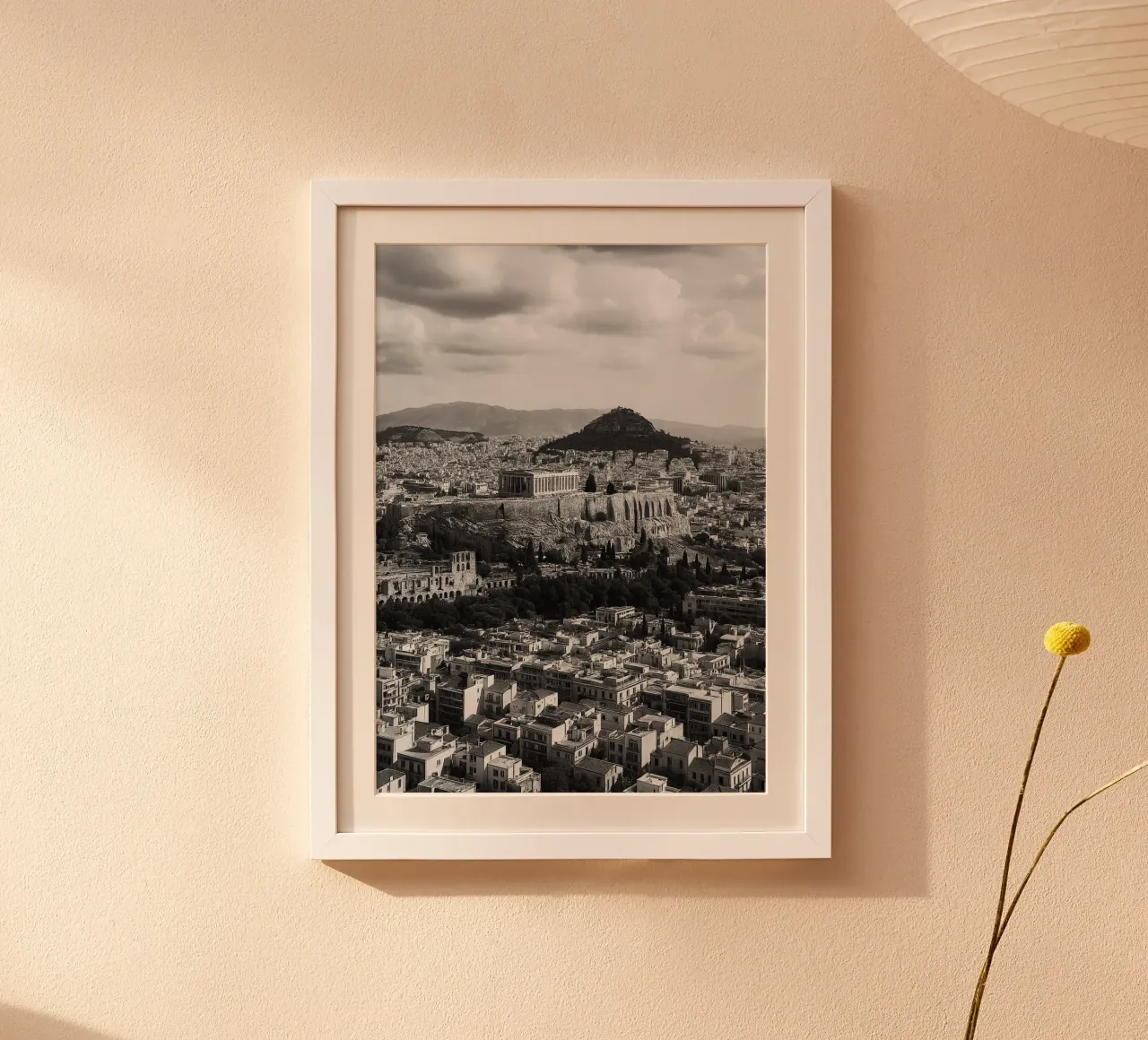 Atene, Grecia Fotografia panoramica della città in bianco e nero poster da the gondels