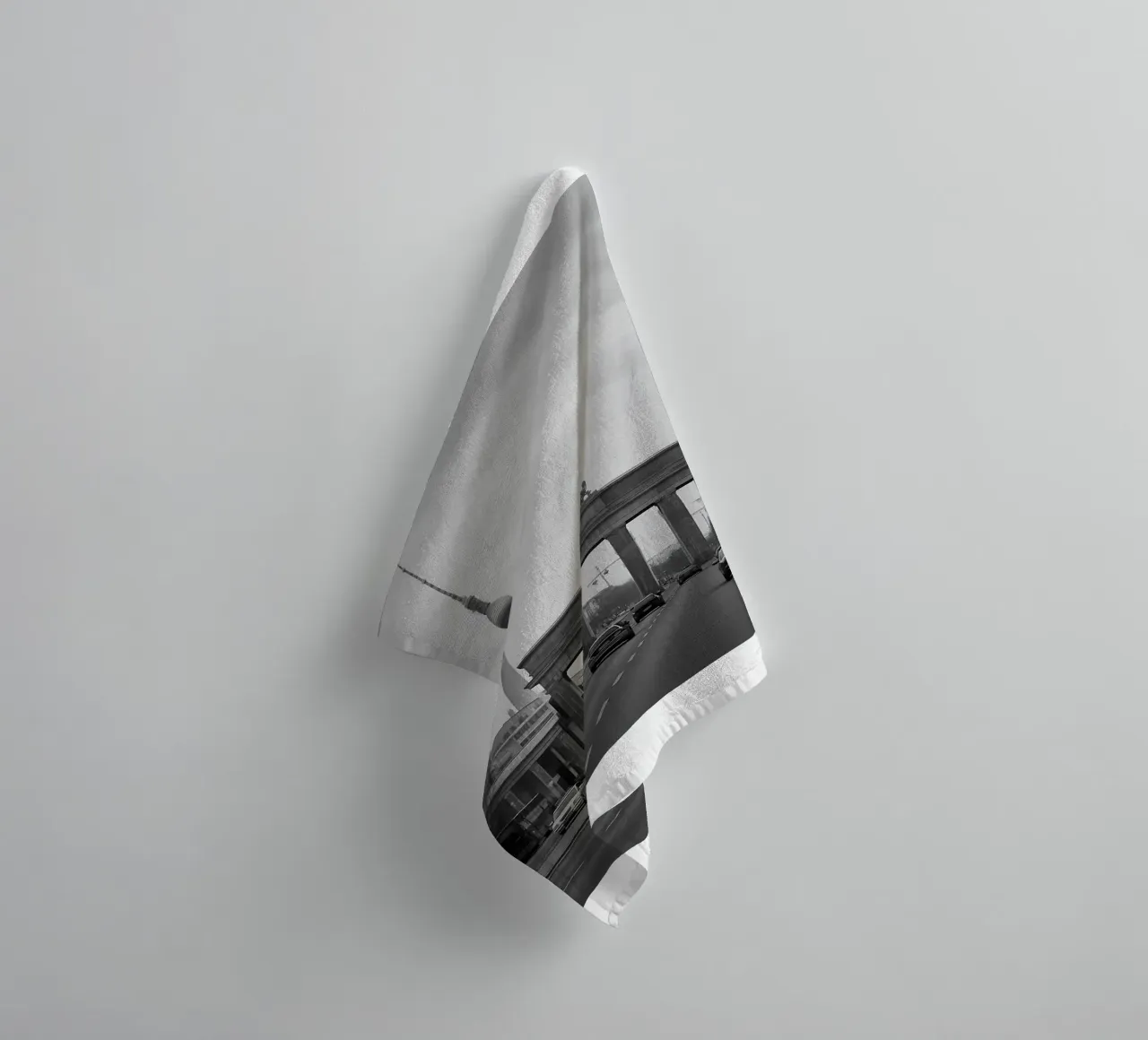 Berlin, Germany Black and White City Panorama Photography towel by the gondels