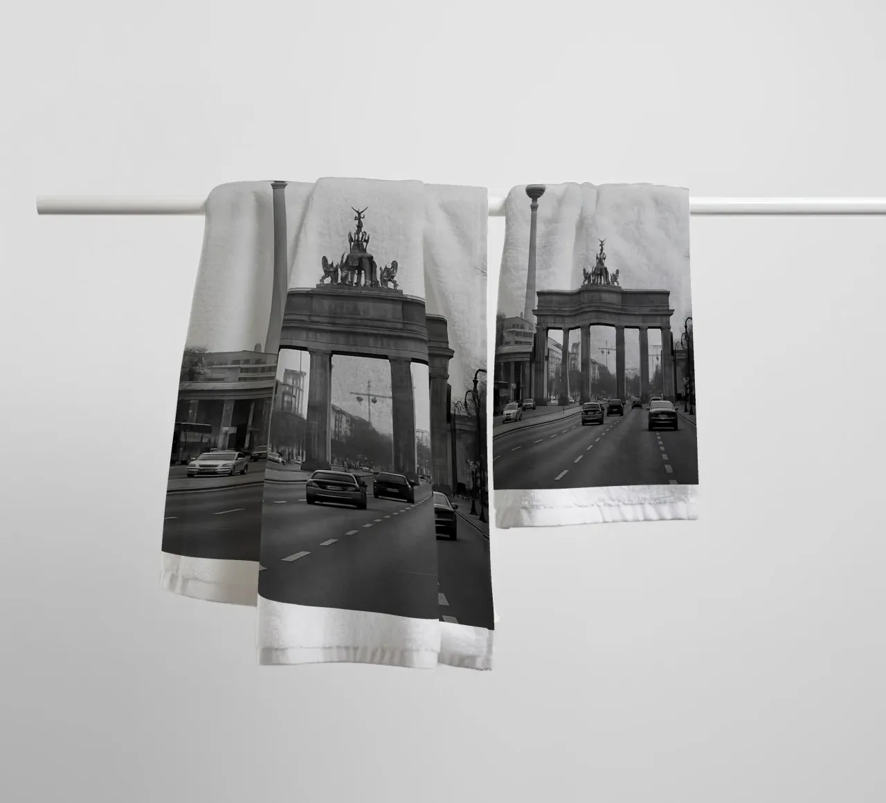 Berlin, Germany Black and White City Panorama Photography towel by the gondels