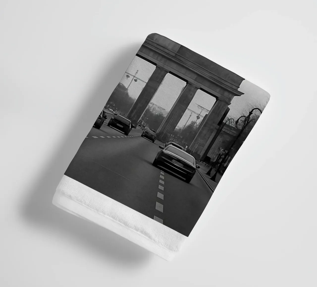 Berlin, Germany Black and White City Panorama Photography towel by the gondels
