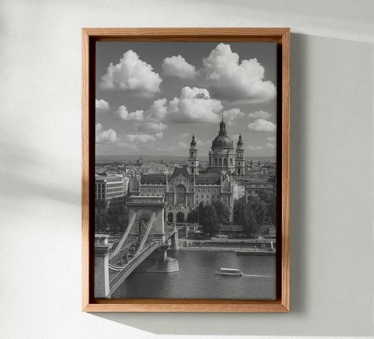 Budapest, Ungheria Fotografia panoramica della città in bianco e nero tela con Cornice a cassetta da the gondels