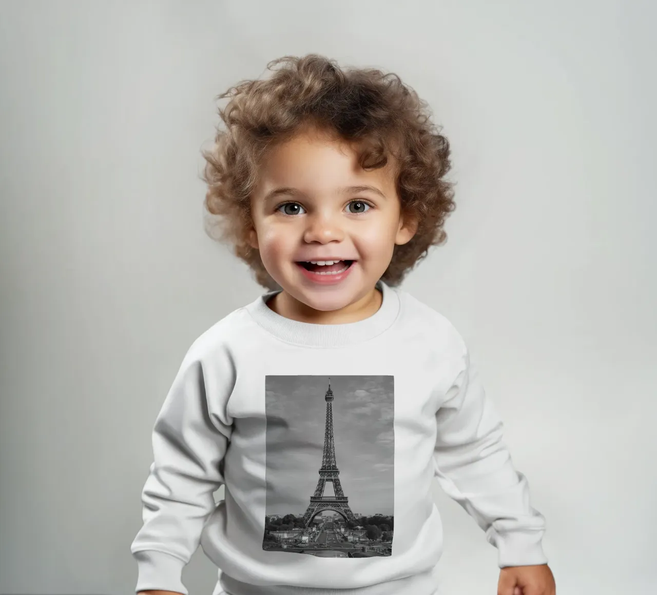 Torre Eiffel, Parigi, Francia Panorama della città in bianco e nero Ph felpa neonato da the gondels