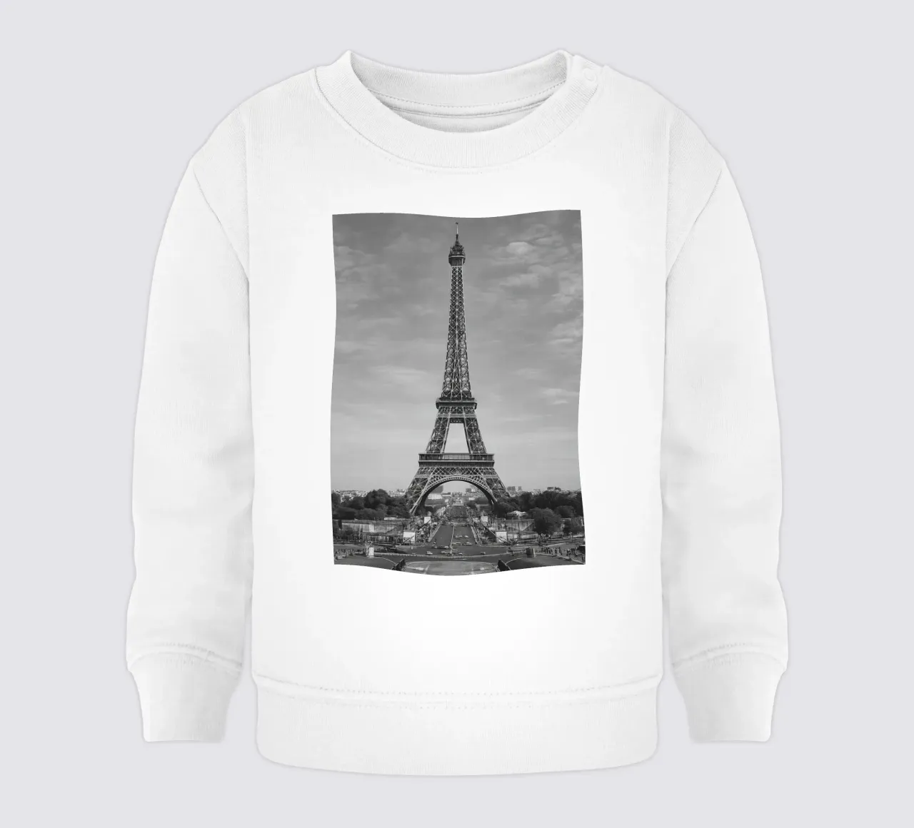 Torre Eiffel, Parigi, Francia Panorama della città in bianco e nero Ph felpa neonato da the gondels