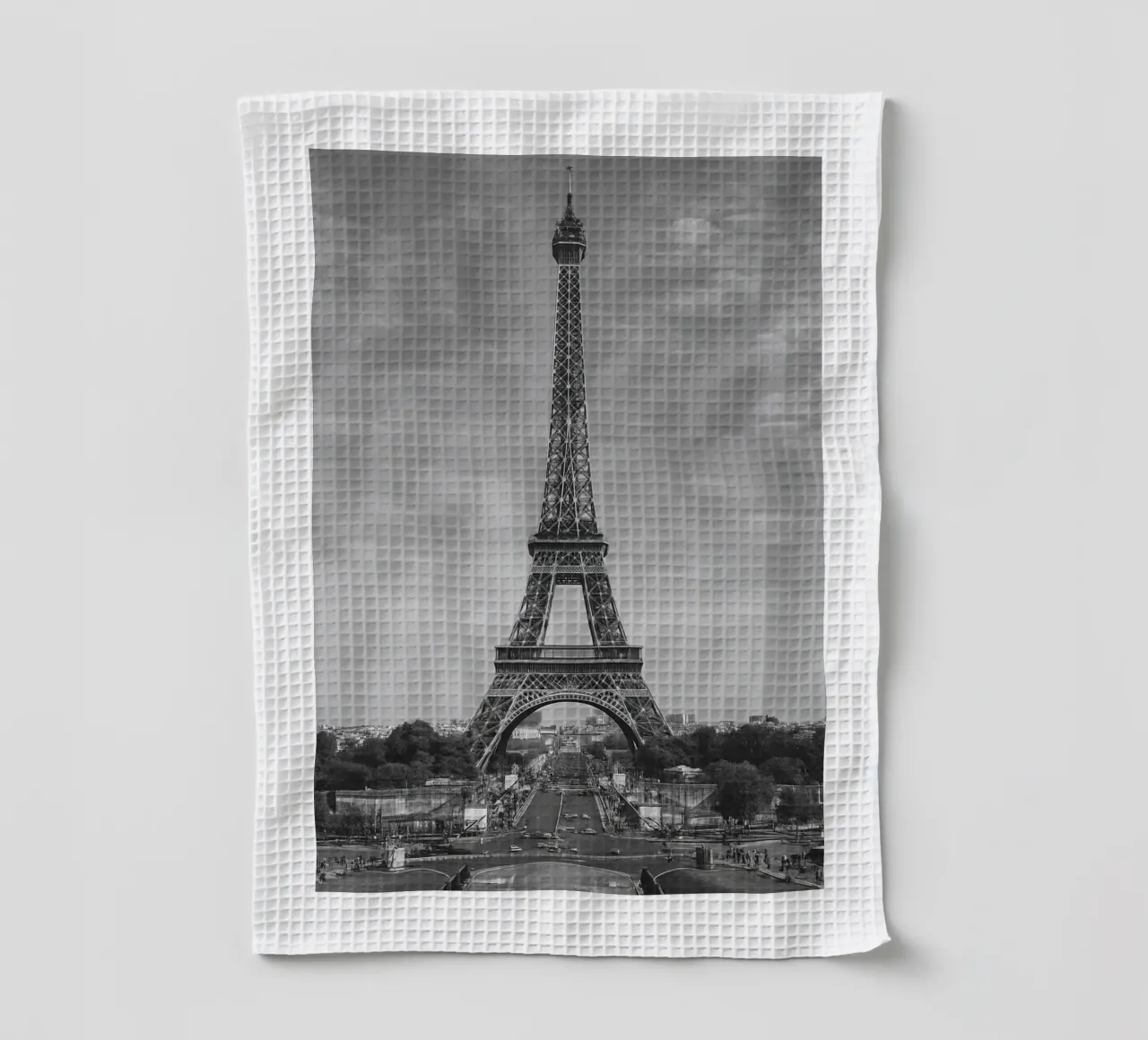 Torre Eiffel, Parigi, Francia Panorama della città in bianco e nero Ph canovaccio da cucina da the gondels
