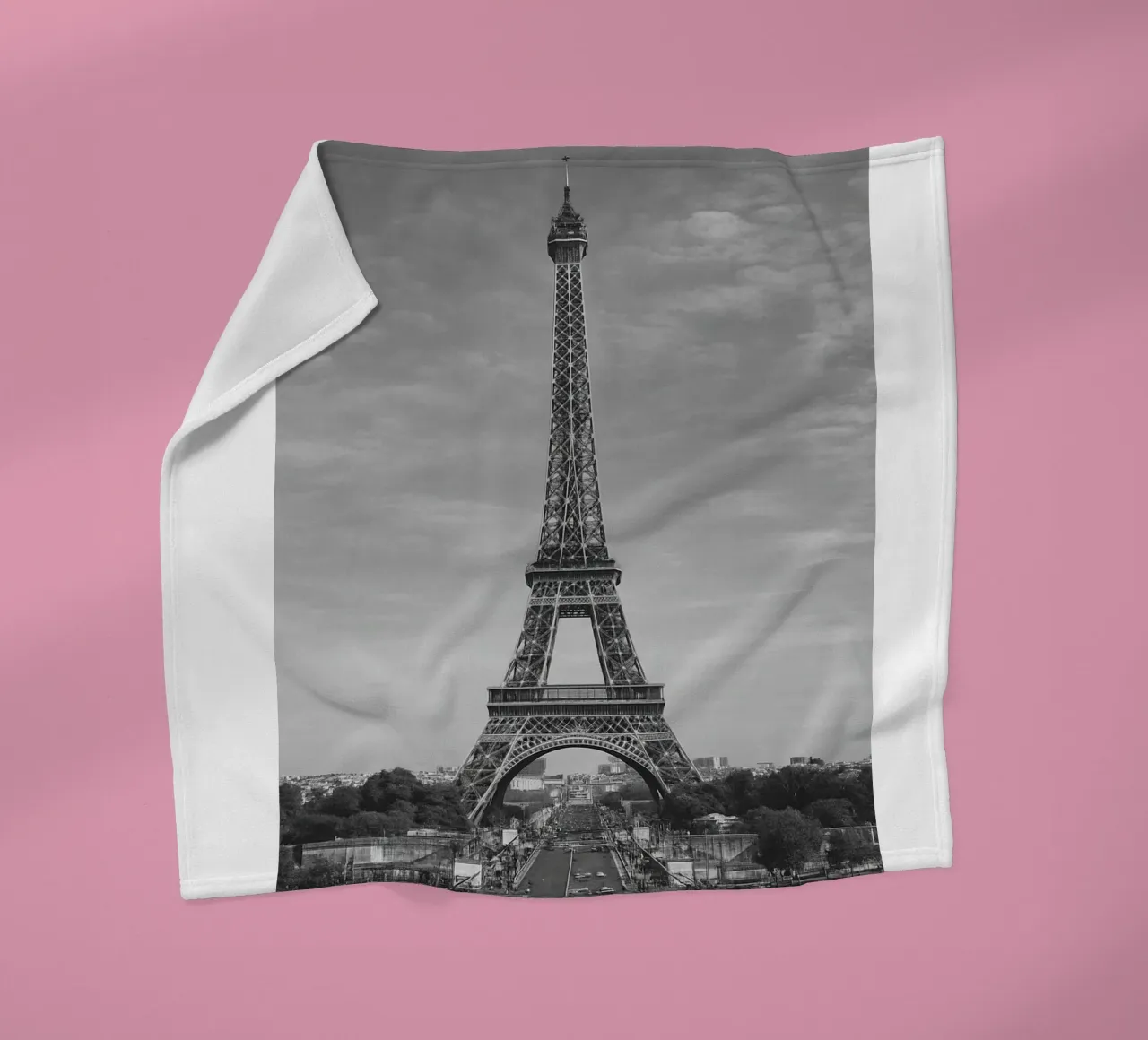 Torre Eiffel, Parigi, Francia Panorama della città in bianco e nero Ph coperta in pile da the gondels