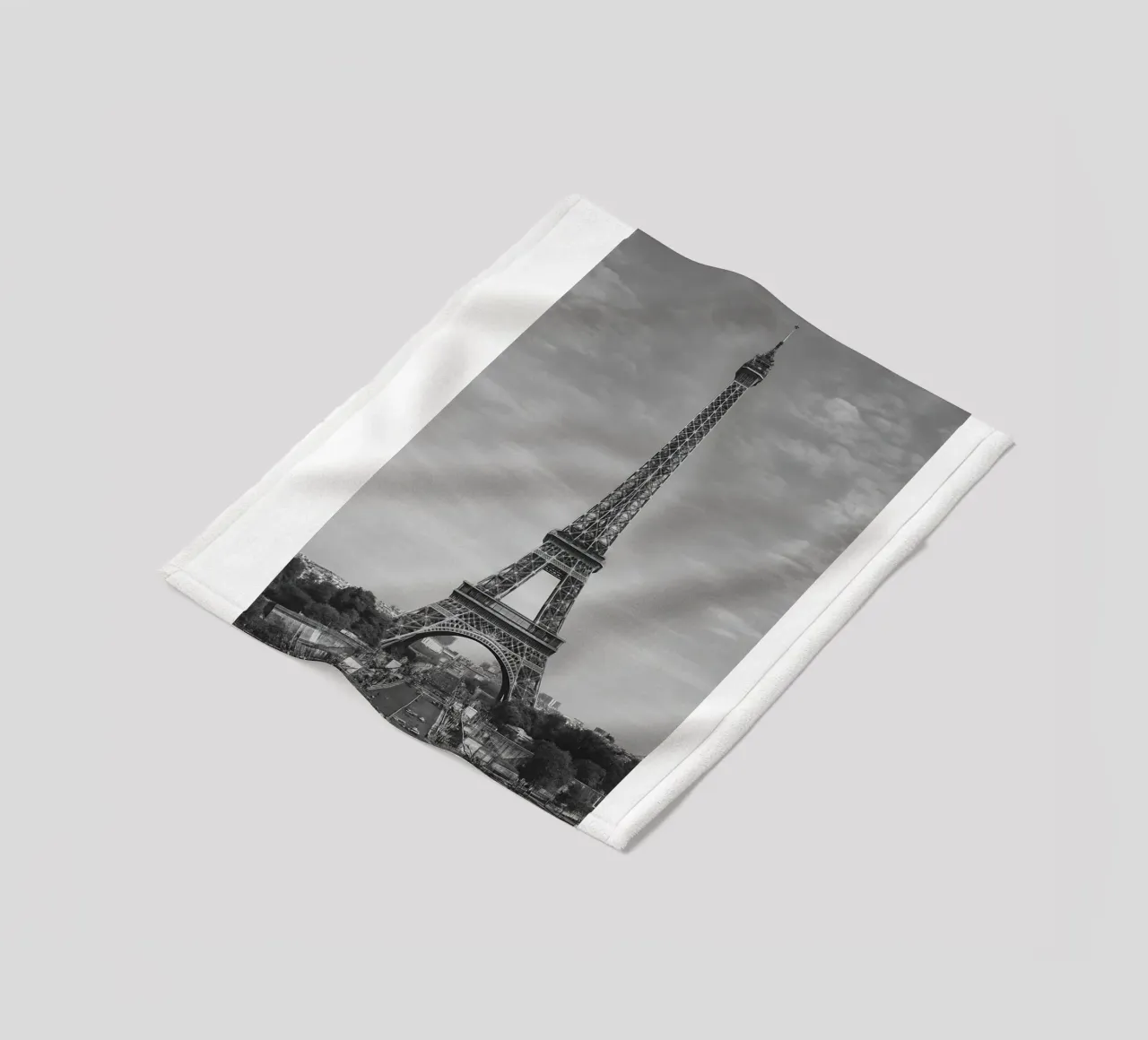 Torre Eiffel, Parigi, Francia Panorama della città in bianco e nero Ph coperta in pile da the gondels