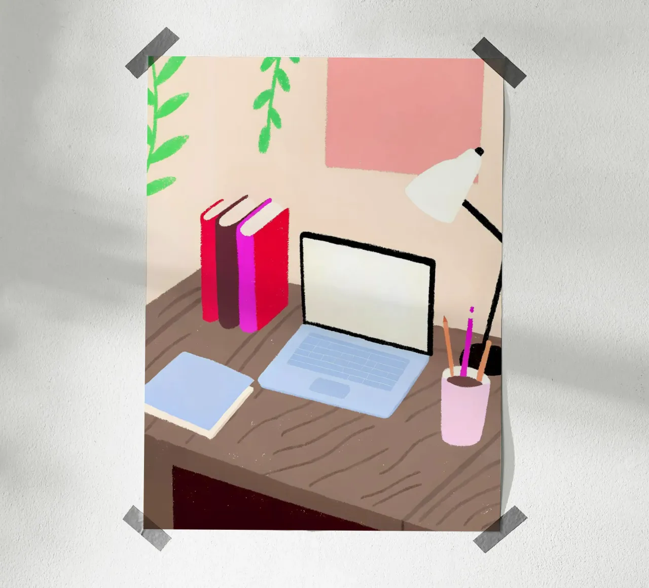 Laptop e libri poster con telaio in plastica da PERSONAL TOUCH