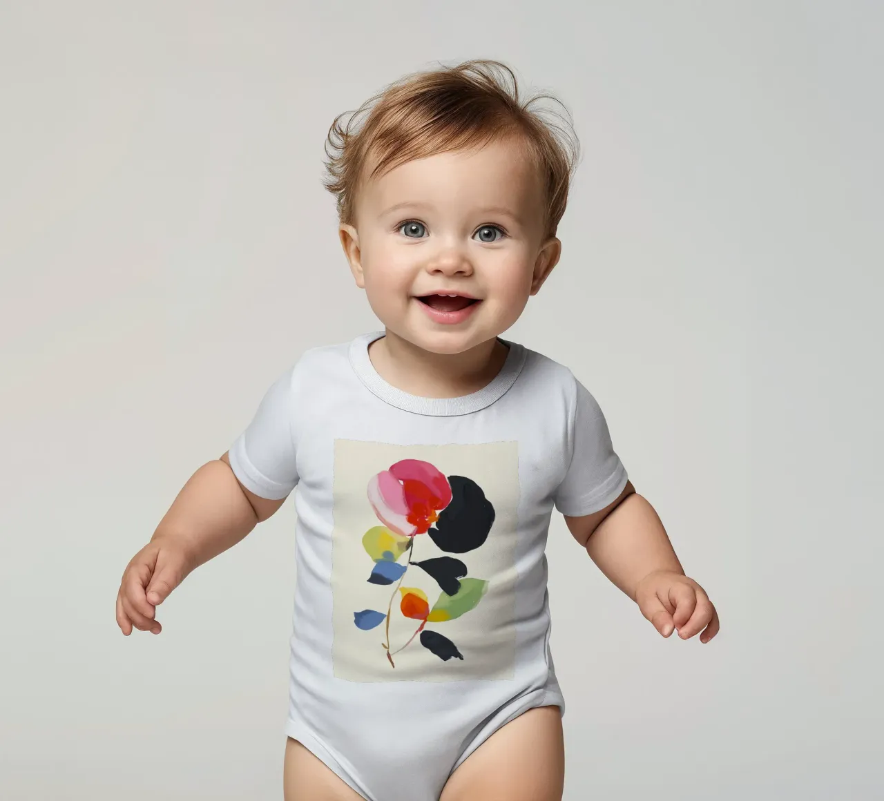 Minimal astratto fiore colorato body neonato maniche corte da ThingDesign