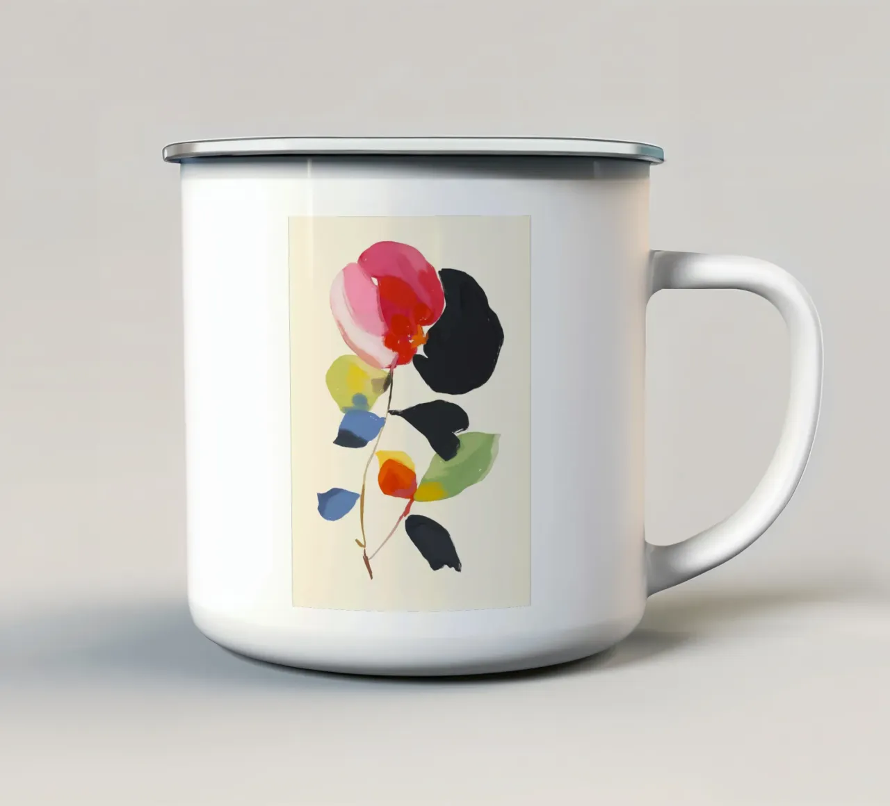 Minimal astratto fiore colorato tazza in smalto da ThingDesign