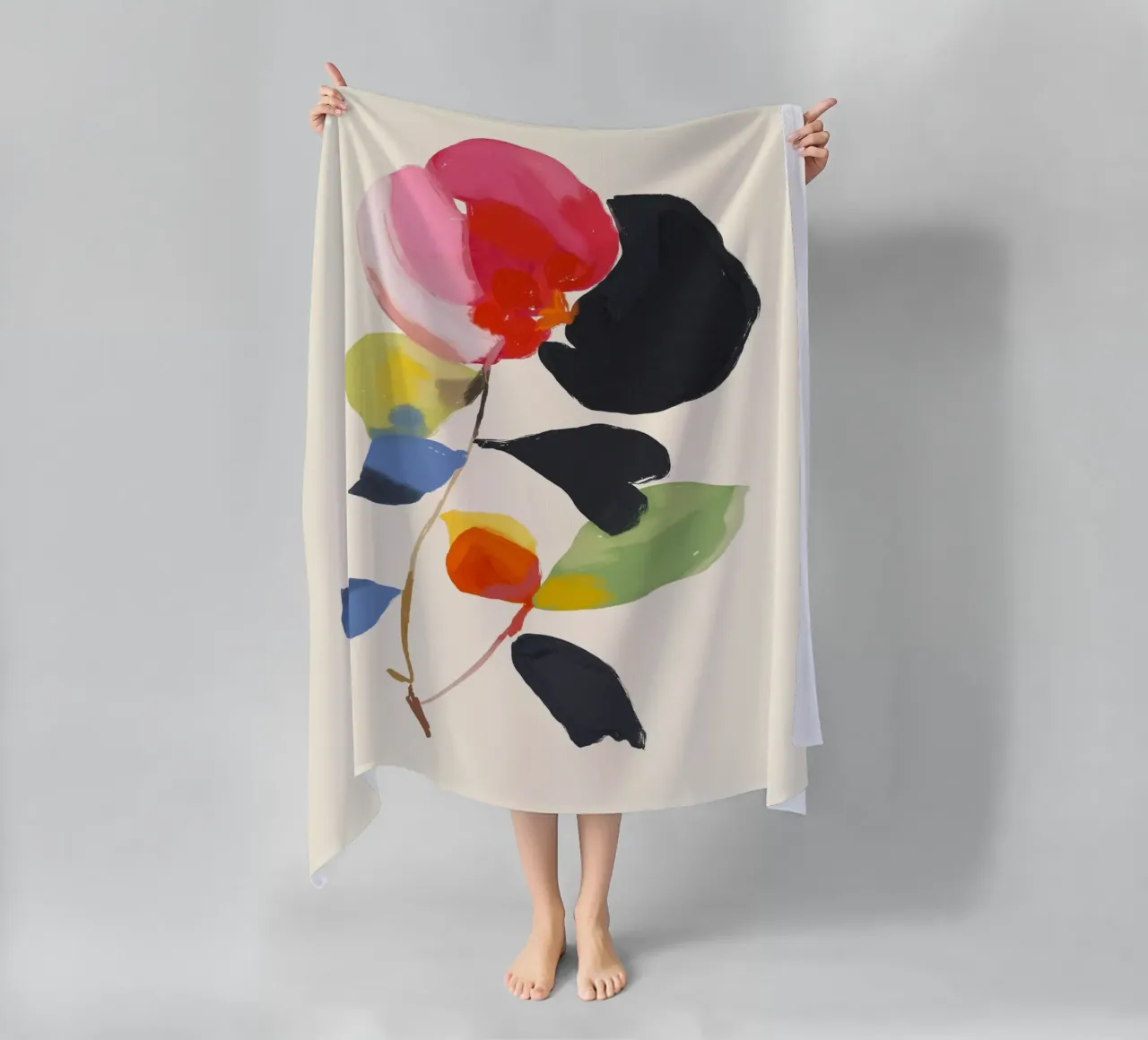 Minimal astratto fiore colorato telo mare da ThingDesign