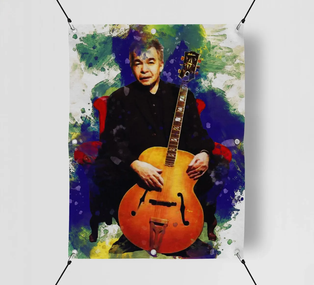 Macchia di ritratto John Prine telo in pvc da Gunawan Rb