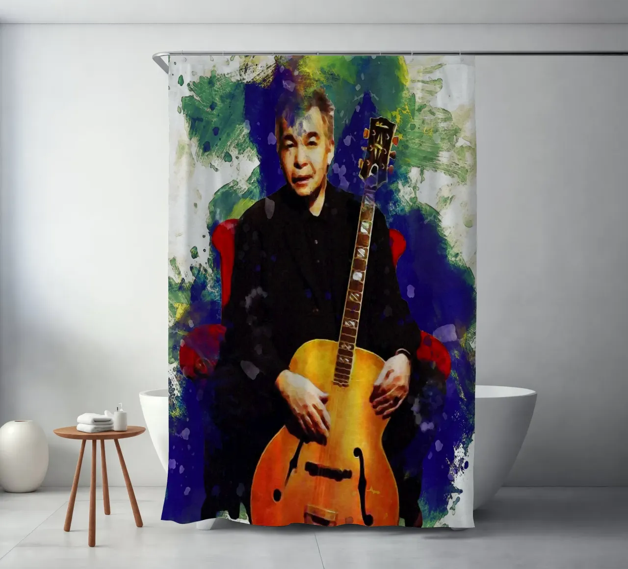Smudge of Portrait John Prine Duschvorhang von Gunawan Rb