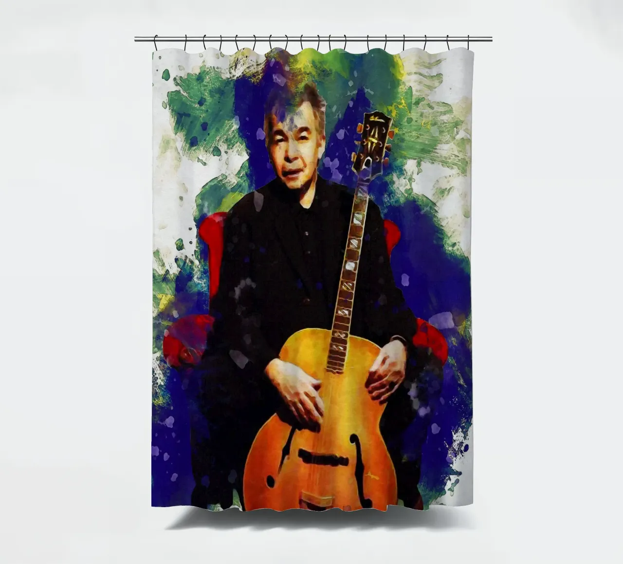 Smudge of Portrait John Prine Duschvorhang von Gunawan Rb