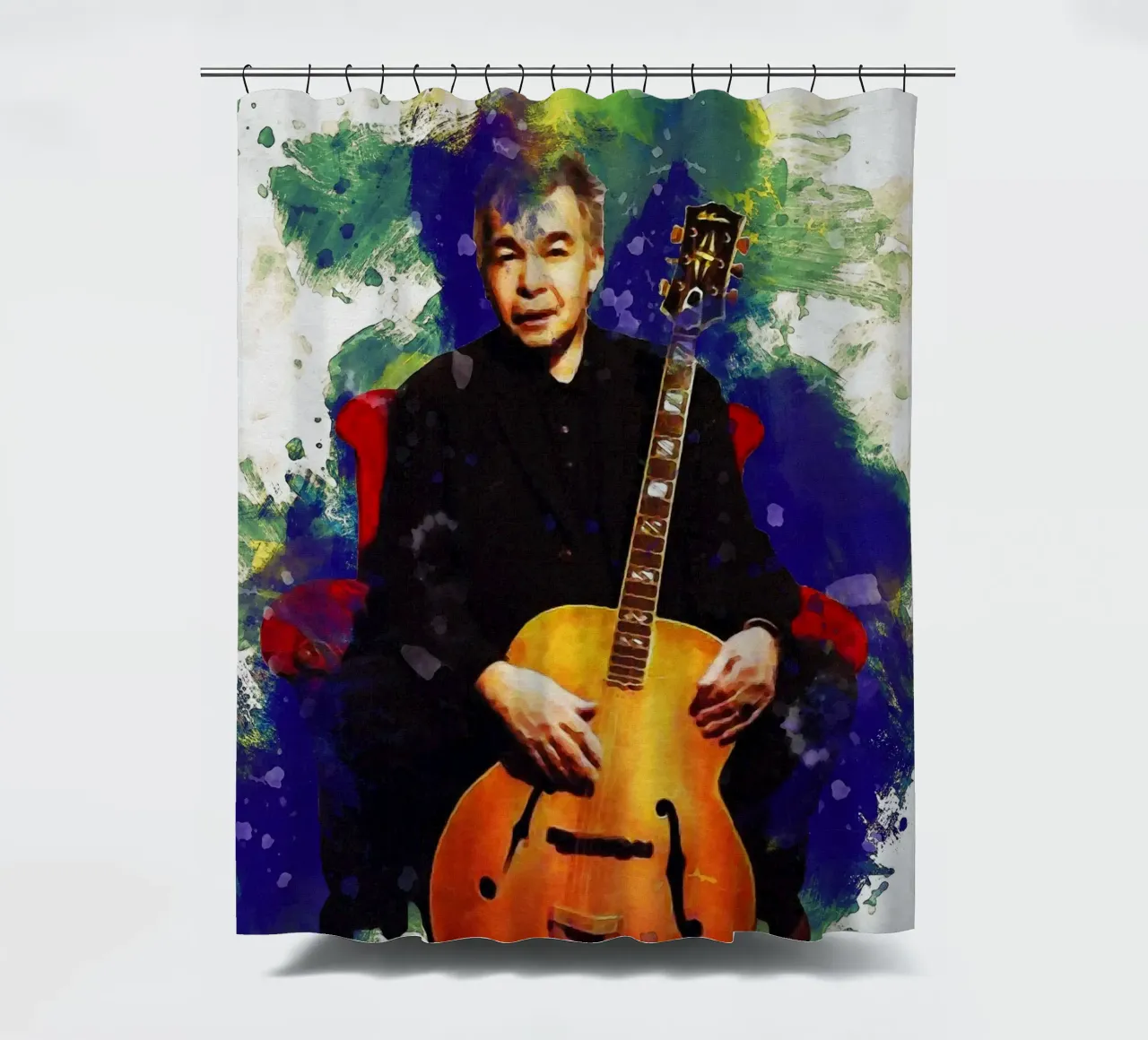 Smudge of Portrait John Prine Duschvorhang von Gunawan Rb