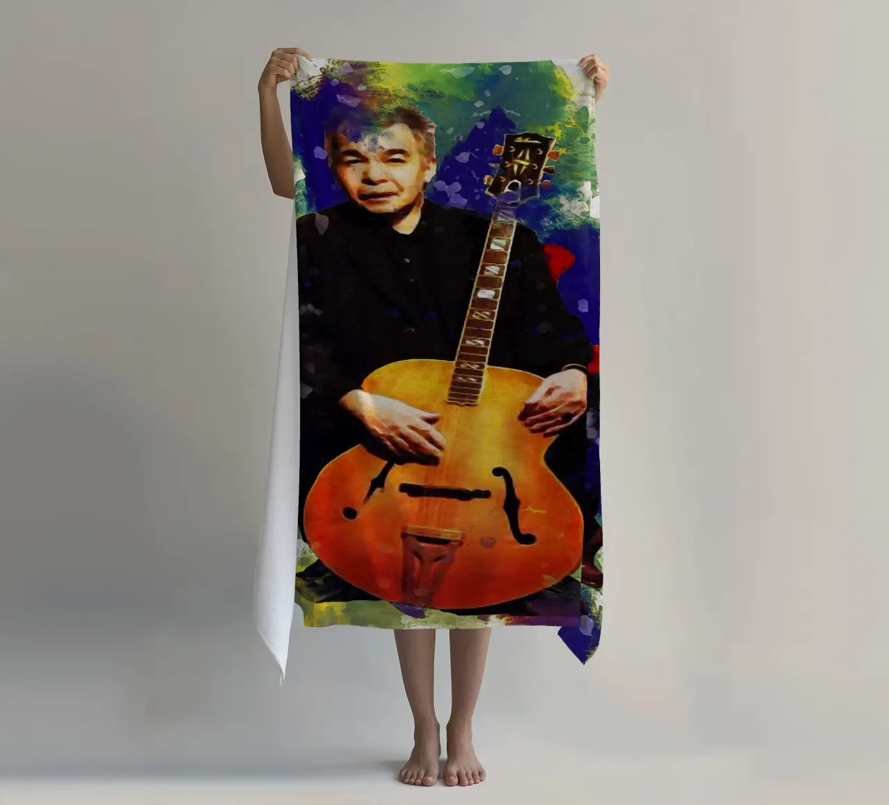 Macchia di ritratto John Prine telo mare da Gunawan Rb