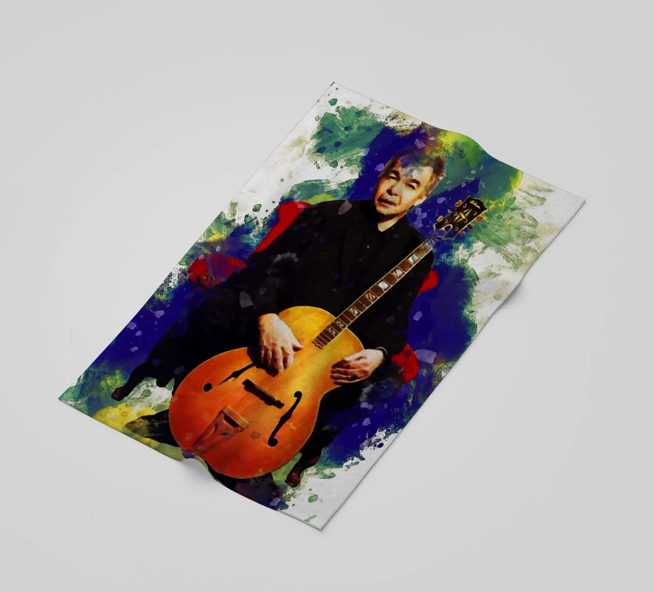 Macchia di ritratto John Prine telo mare da Gunawan Rb