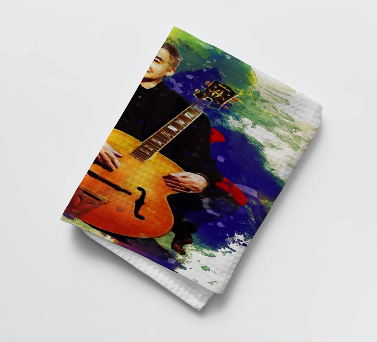 Smudge of Portrait John Prine Geschirrtuch von Gunawan Rb