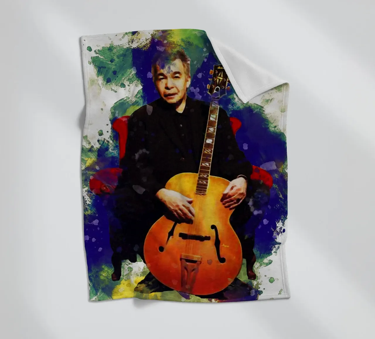 Smudge of Portrait John Prine Fleecedecke von Gunawan Rb