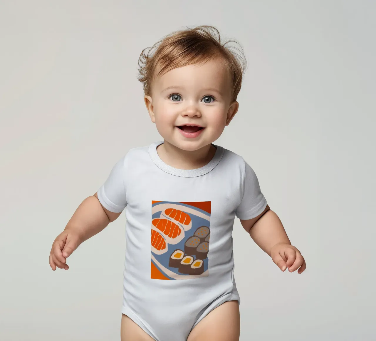 Sushi short-sleeve baby romper by PERSONAL TOUCH