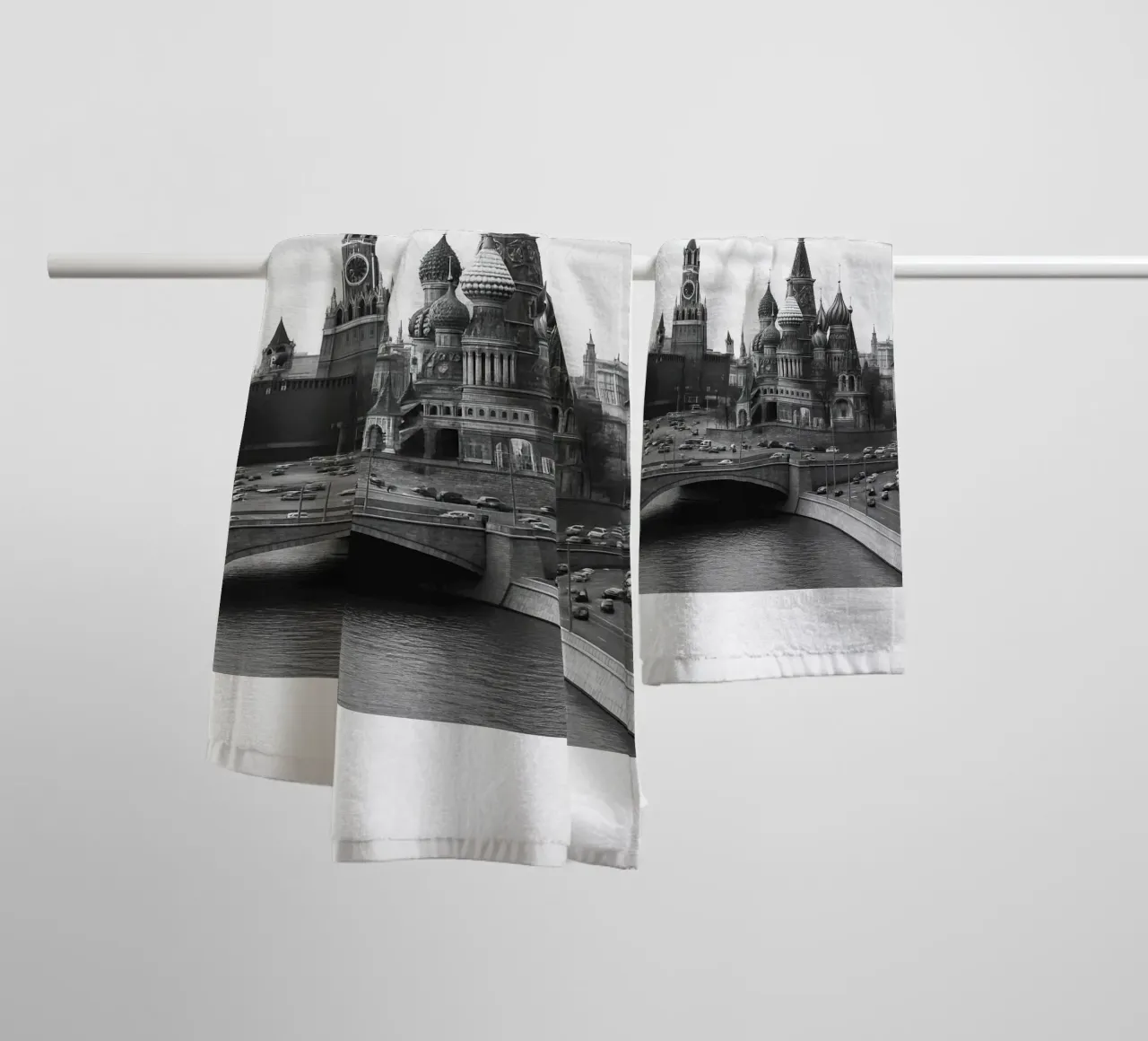 Moscow, Russia Black and White City Panorama Photography towel by the gondels