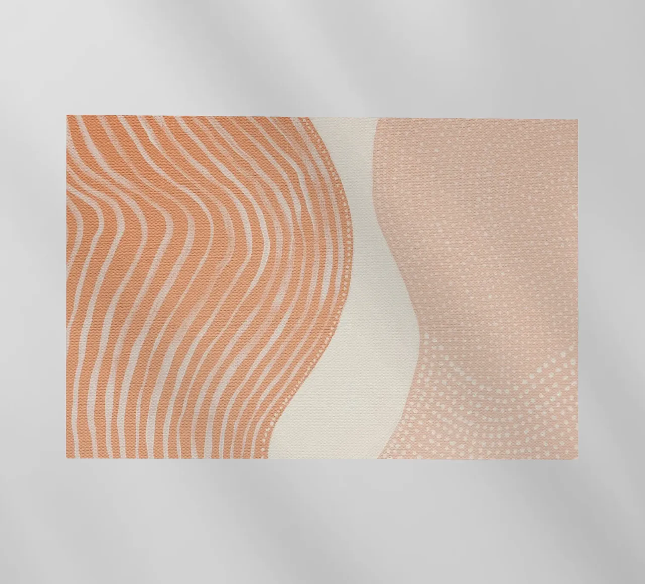 Pittura astratta con linee e punti di colore beige pesca pellicola backlit da Ingrid Beddoes