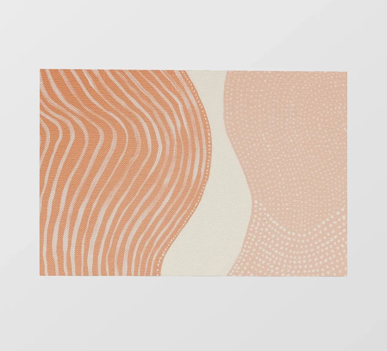 Pittura astratta con linee e punti di colore beige pesca pellicola backlit da Ingrid Beddoes