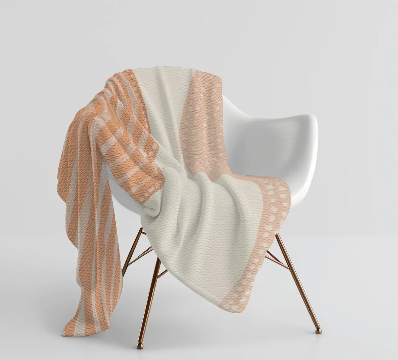 Pittura astratta con linee e punti di colore beige pesca coperta in pile da Ingrid Beddoes