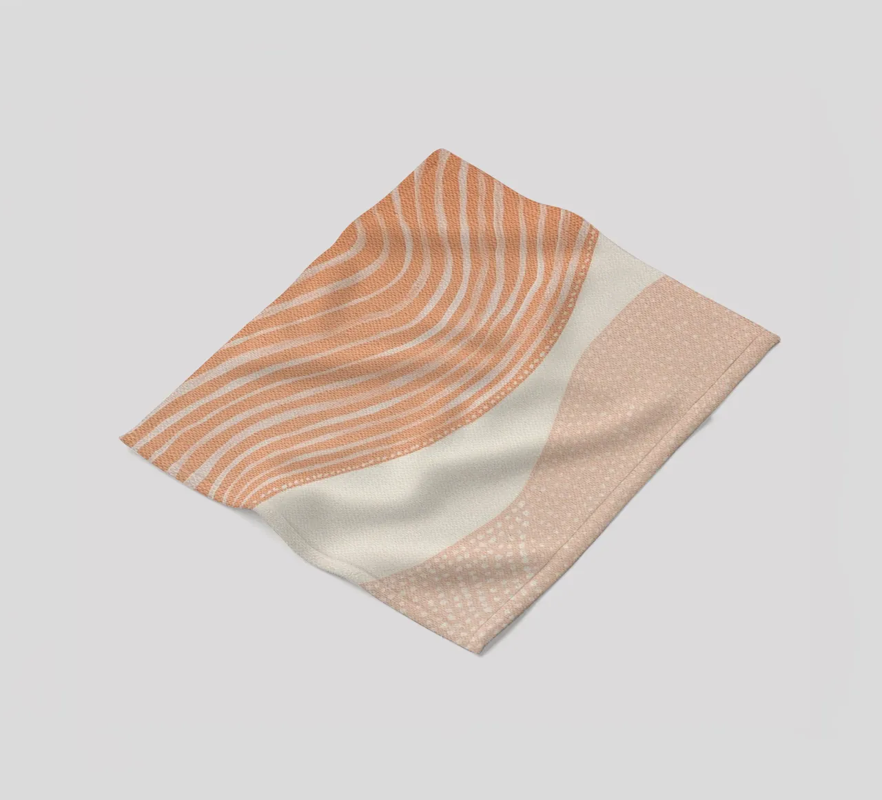 Pittura astratta con linee e punti di colore beige pesca coperta in pile da Ingrid Beddoes