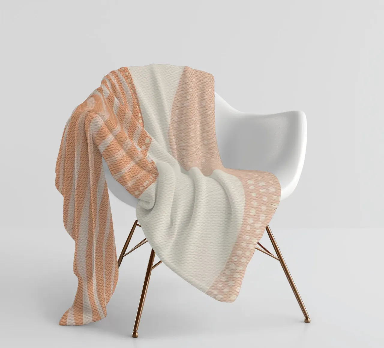 Pittura astratta con linee e punti di colore beige pesca coperta in pile da Ingrid Beddoes