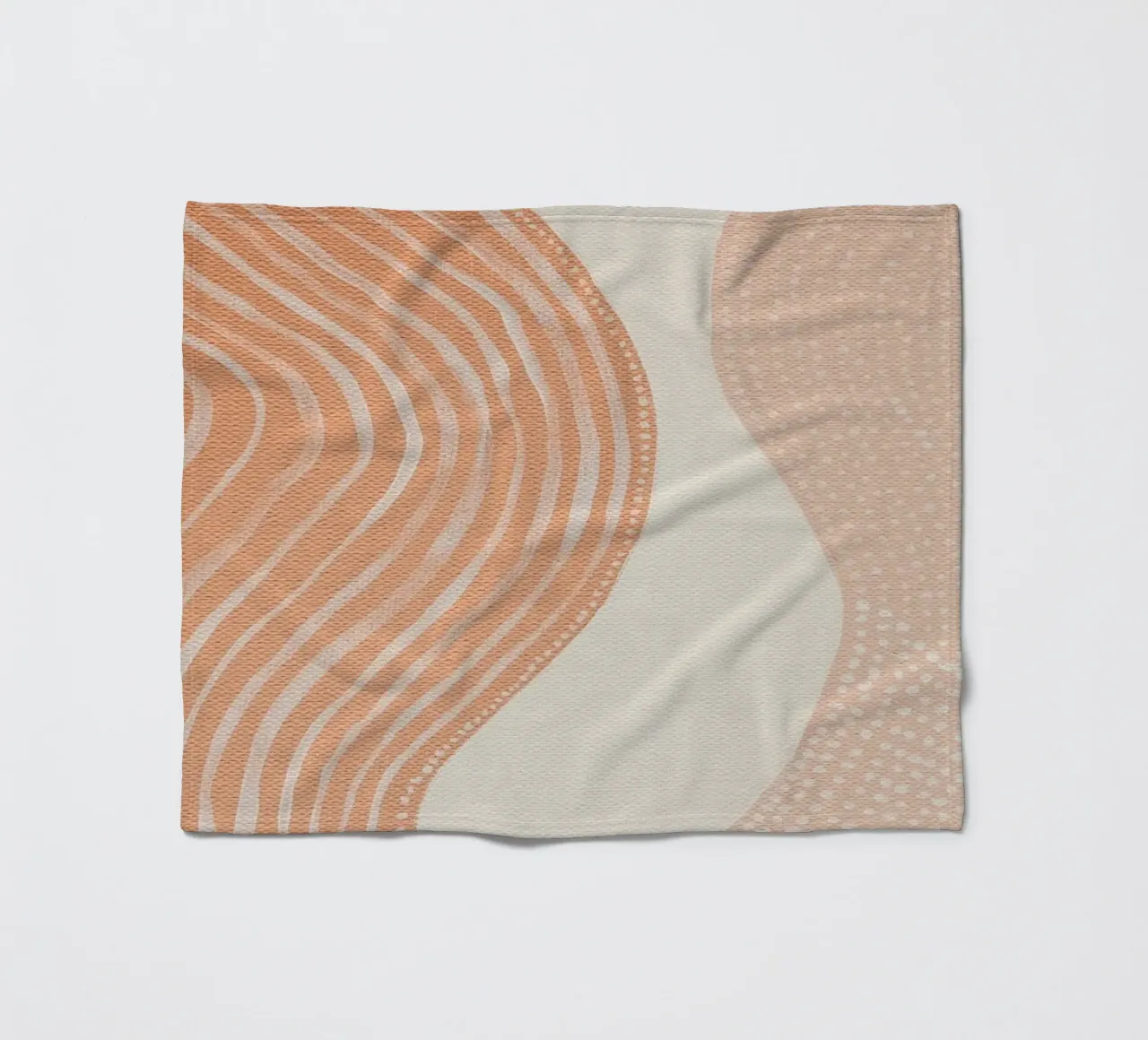 Pittura astratta con linee e punti di colore beige pesca coperta in pile da Ingrid Beddoes