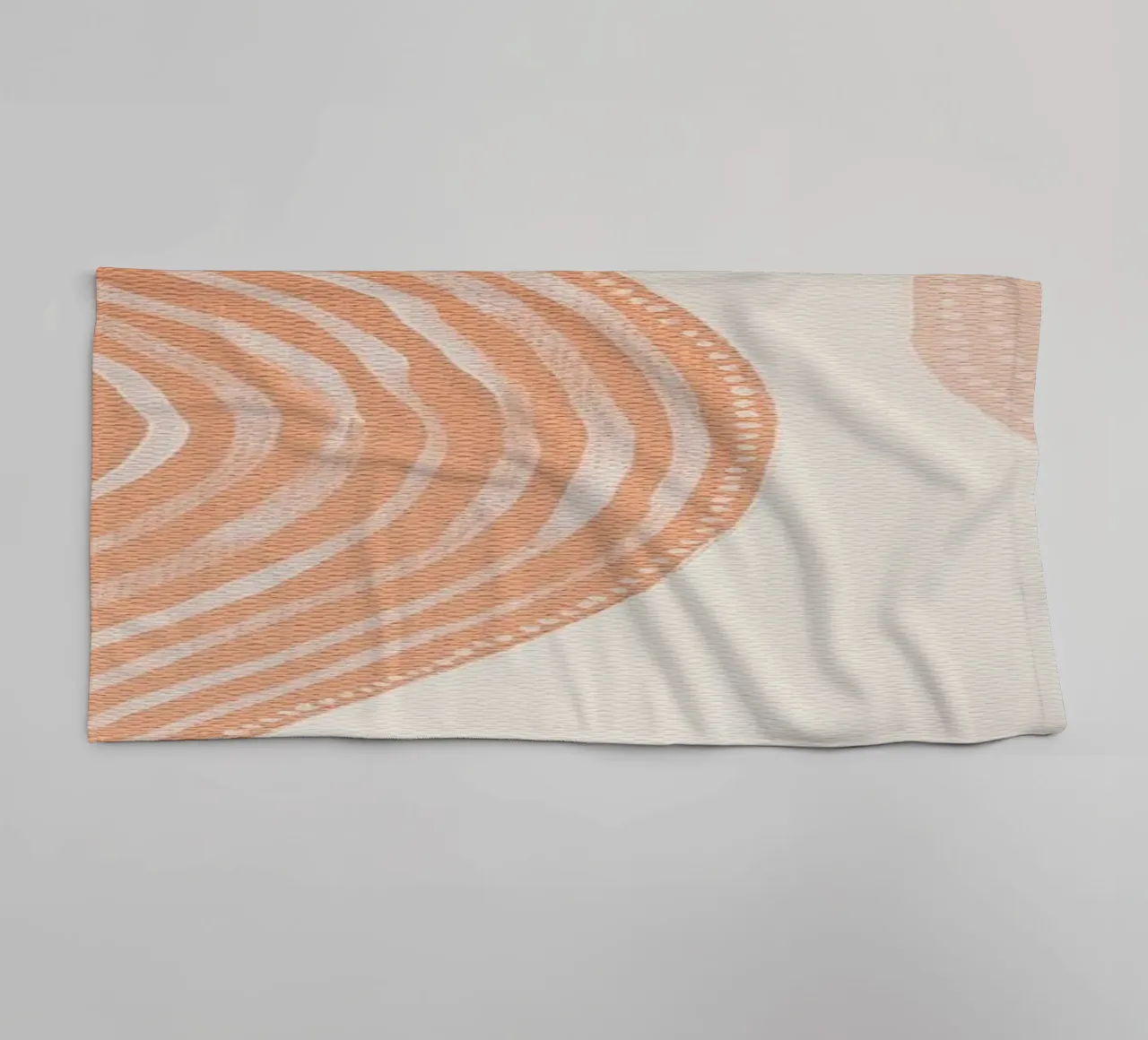 Abstract Painting in Peach Beige Lines and Dots towel by Ingrid Beddoes