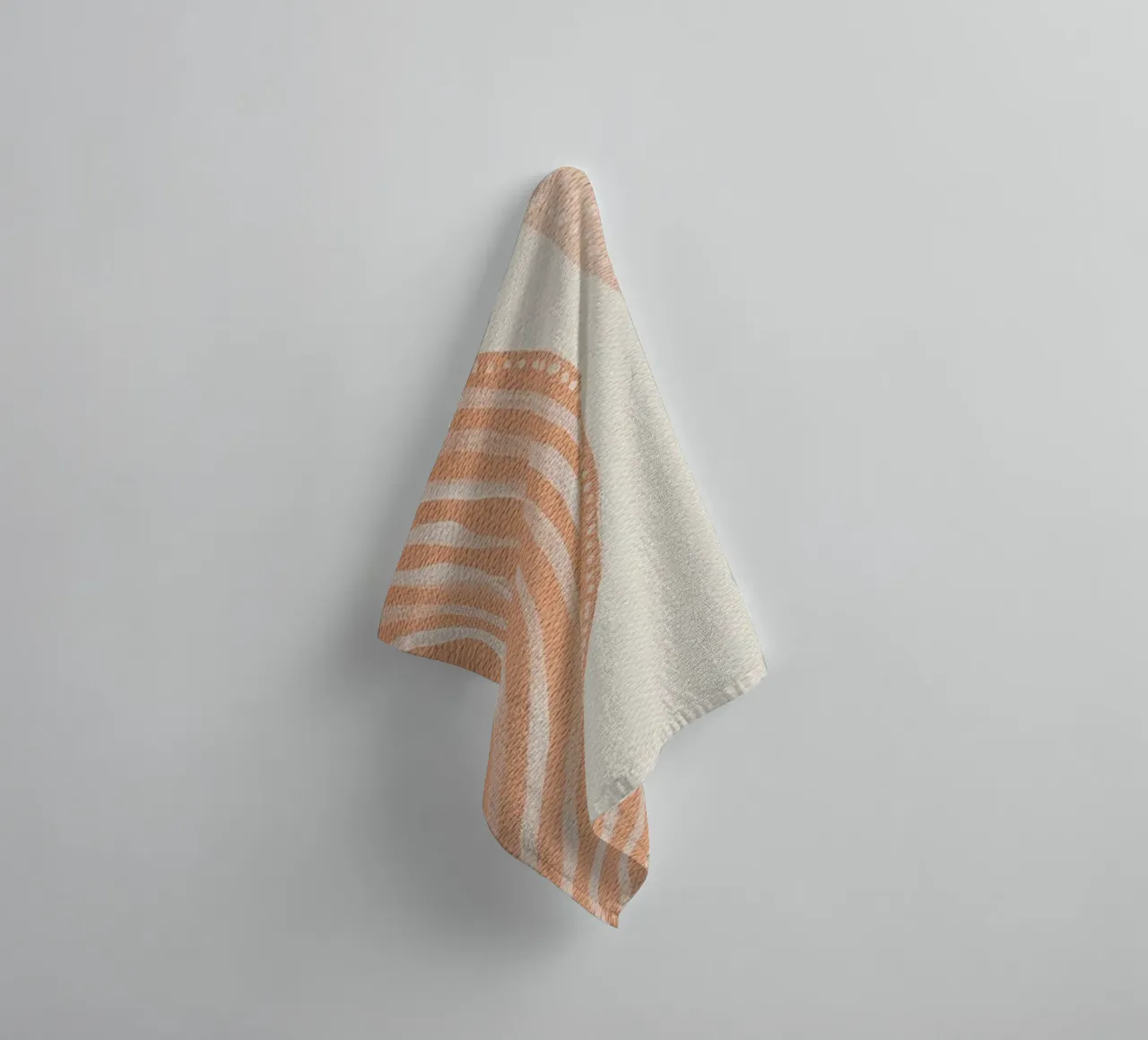 Abstract Painting in Peach Beige Lines and Dots towel by Ingrid Beddoes