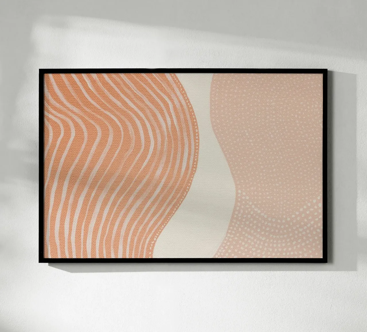 Abstract Painting in Peach Beige Lines and Dots hahnemühle by Ingrid Beddoes