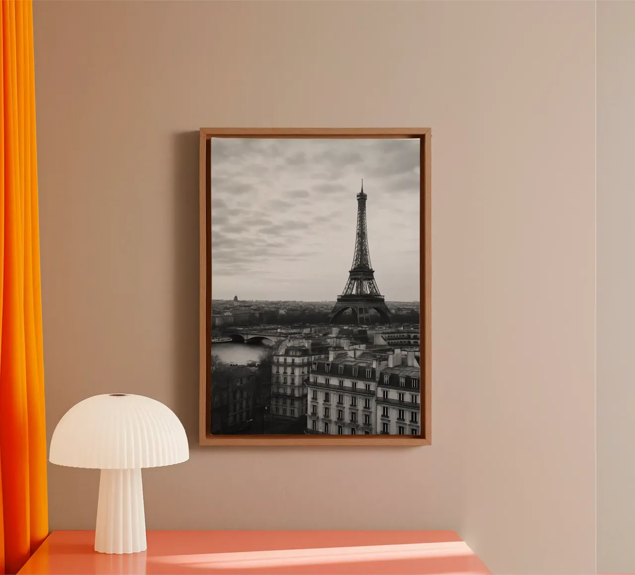 Parigi, Francia Fotografia panoramica della città in bianco e nero tela con Cornice a cassetta da the gondels