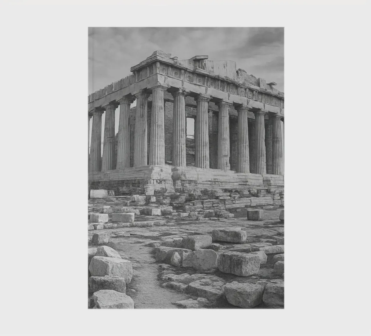 Parthenon, Greece Black and White City Panorama Photography notebook by the gondels