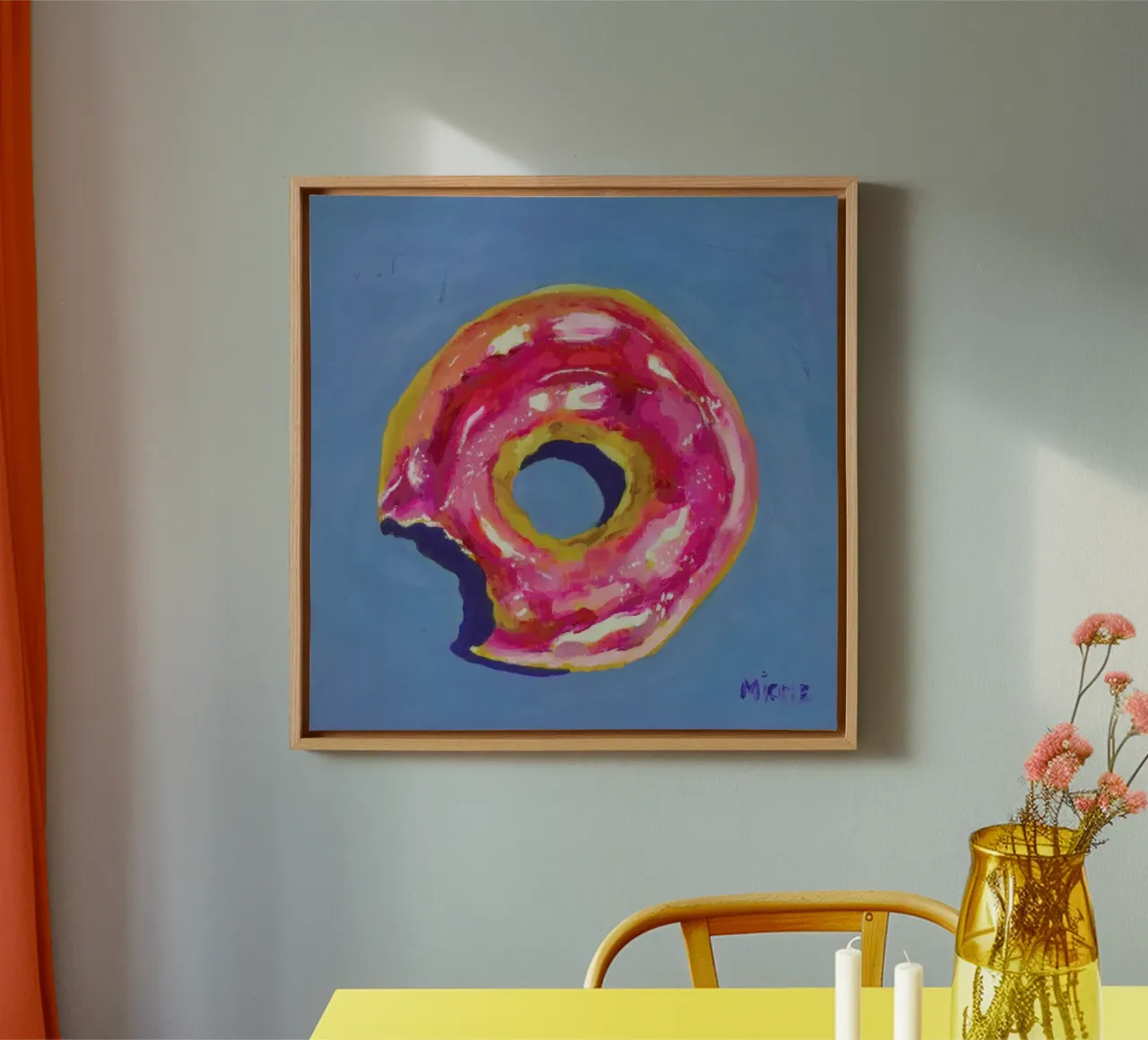 Donut with Bite canvas by Miche Watkins