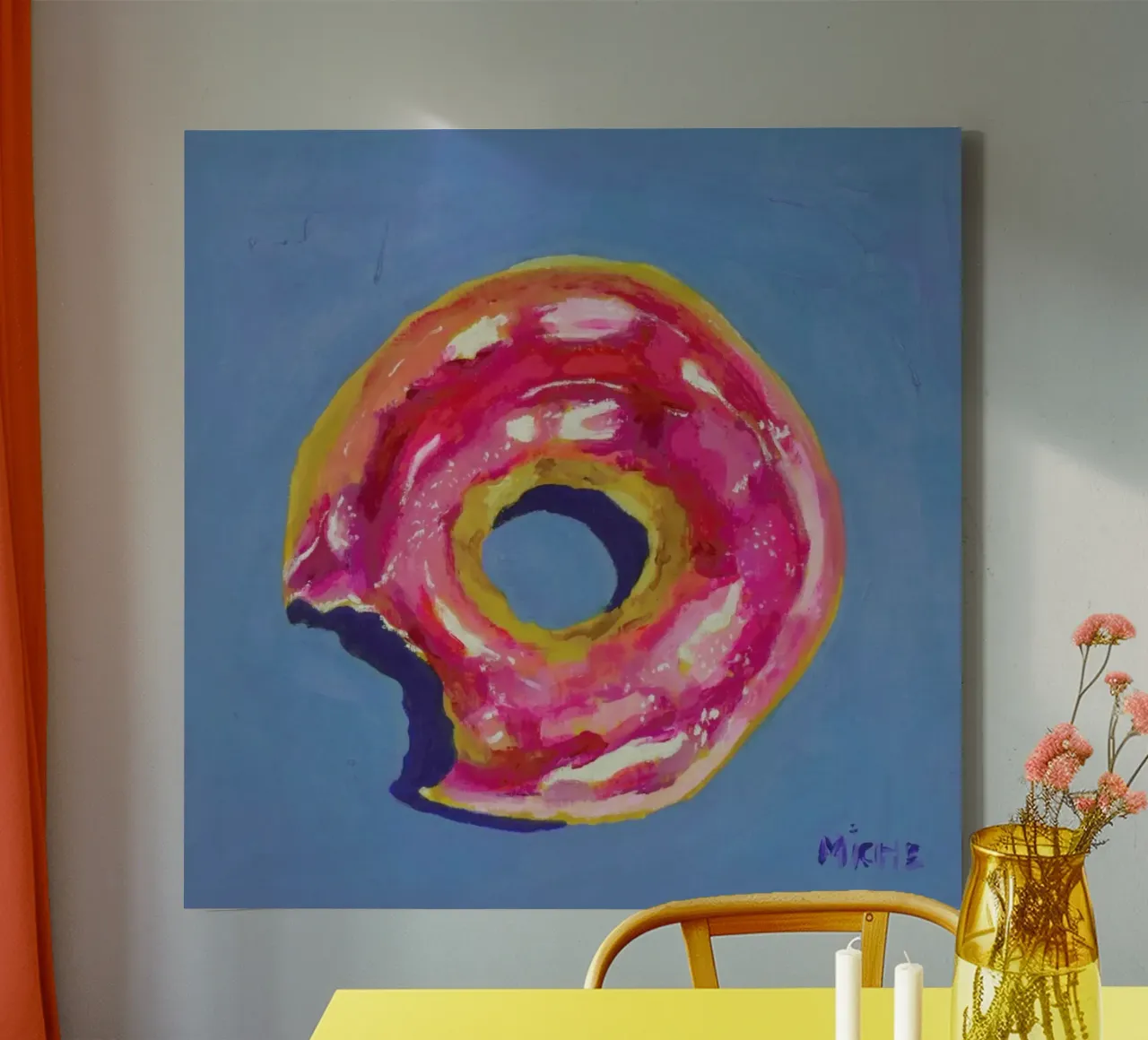 Donut with Bite canvas by Miche Watkins
