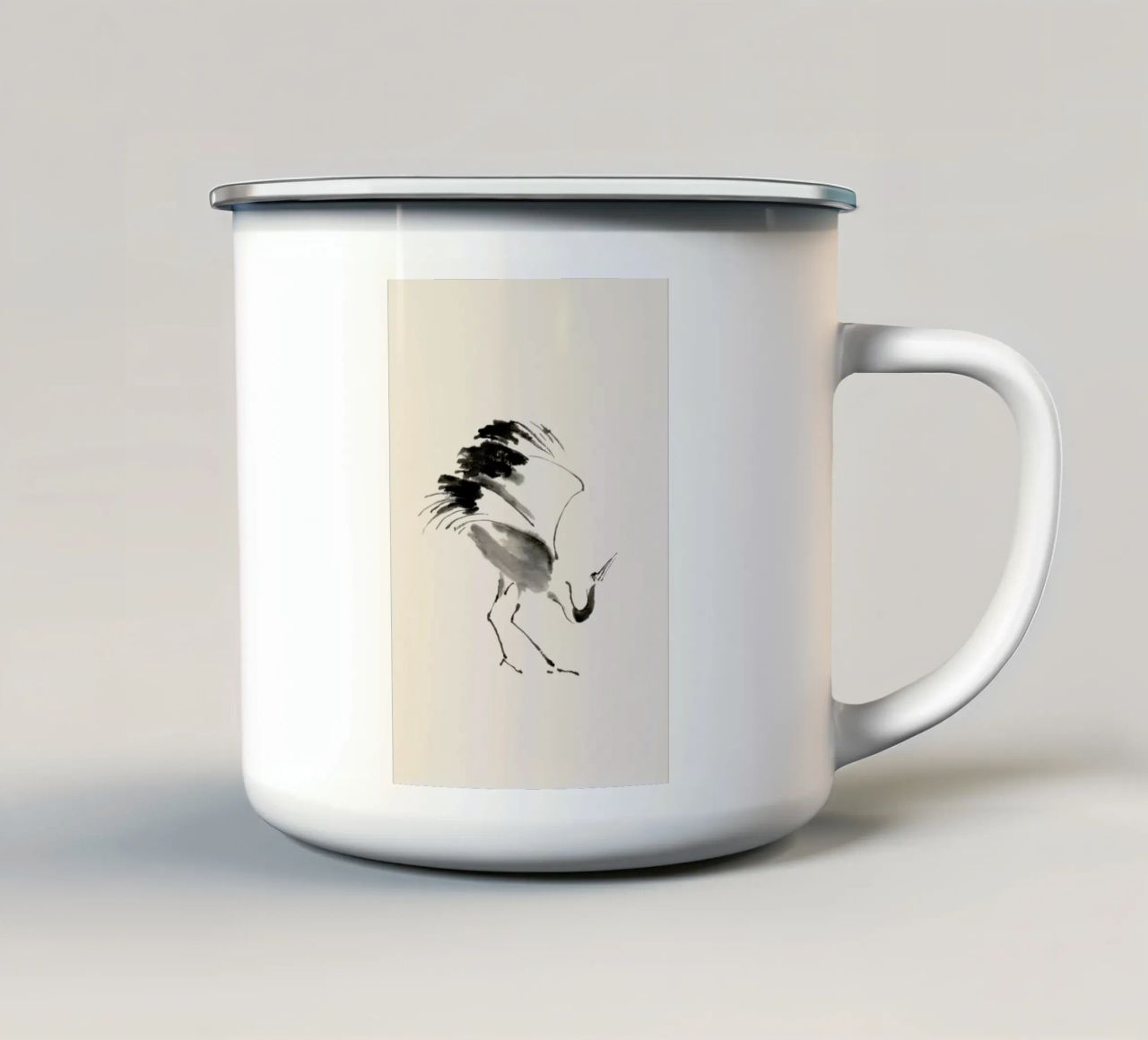 Bowing Crane tazza in smalto da Flora & Fauna