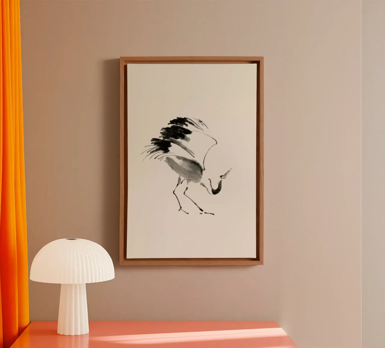 Bowing Crane tela con Cornice a cassetta da Flora & Fauna
