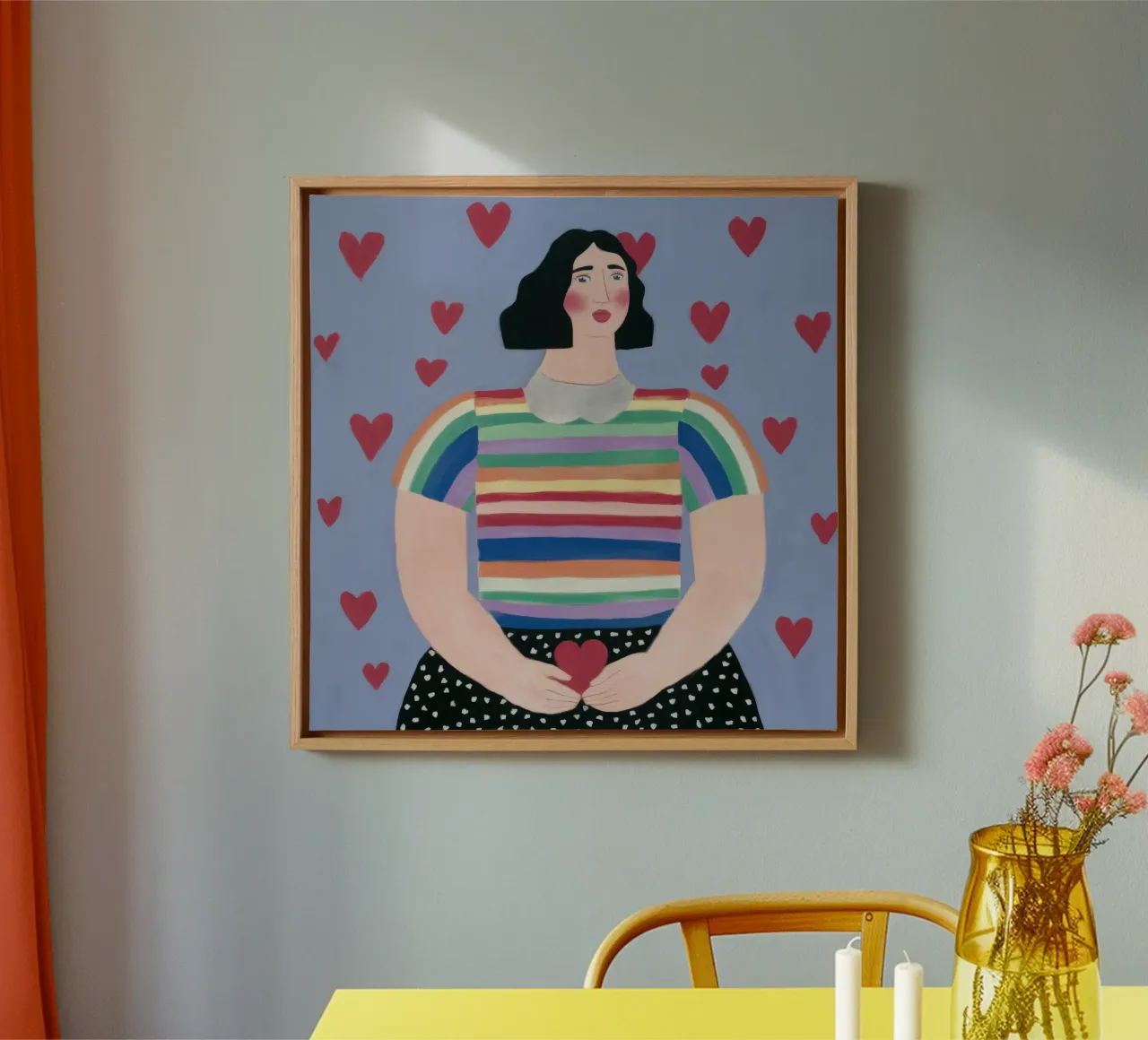 Delizie arcobaleno dal cuore tela con Cornice a cassetta da Ivory Frame