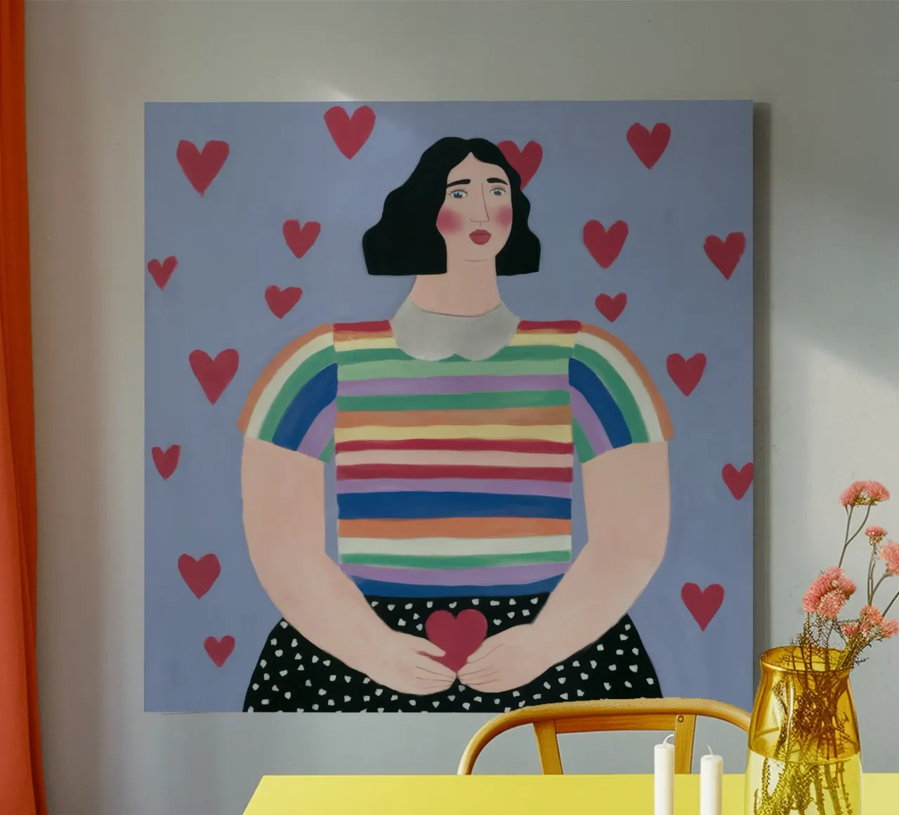 Delizie arcobaleno dal cuore tela con Cornice a cassetta da Ivory Frame