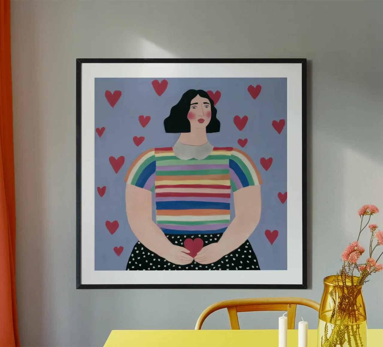 Delizie arcobaleno dal cuore poster con telaio in alluminio da Ivory Frame